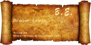 Braier Ervin névjegykártya